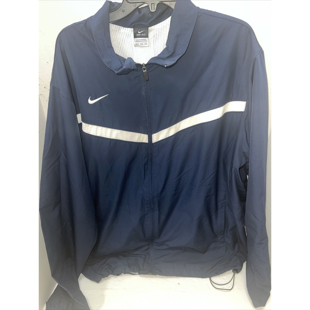 Nike Dri Fit Wind Breaker Jacket Men's 2XLT Navy Full Zip Vintage